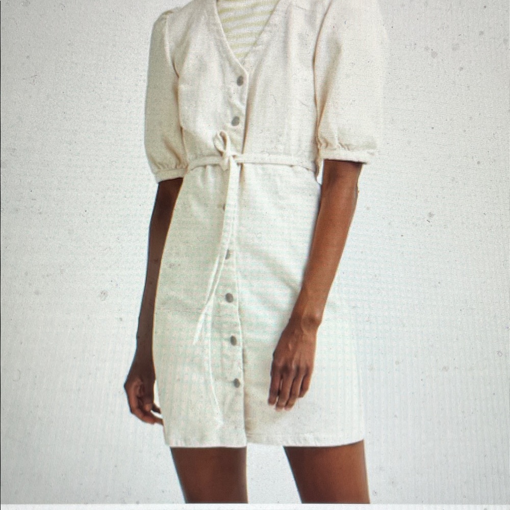 Selected femme Sophia Cream denim Button-Down Dress with tie belt - nwt